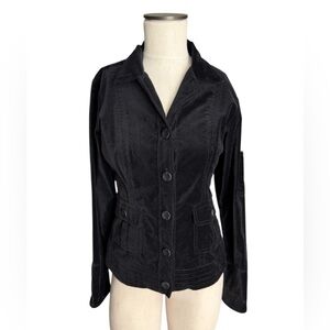 Cabi Vtg. Women’s Black Velvet Velour Cotton Button Up Cargo Blazer Jacket Sz S